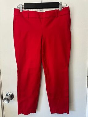 J. Crew Bright Red Cropped Slim Pants